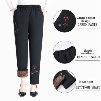 Pantaloni de toamnă pentru femei, poliester >95%, croială lejeră, țesătură groasă, lungime pantalon, toamnă 2024