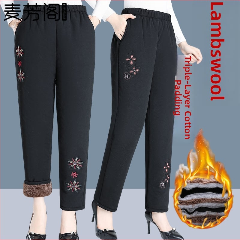 Pantaloni de toamnă pentru femei, poliester >95%, croială lejeră, țesătură groasă, lungime pantalon, toamnă 2024