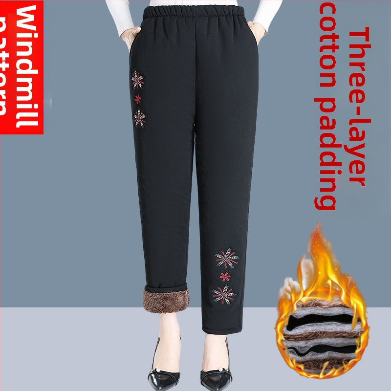 Pantaloni de toamnă pentru femei, poliester >95%, croială lejeră, țesătură groasă, lungime pantalon, toamnă 2024