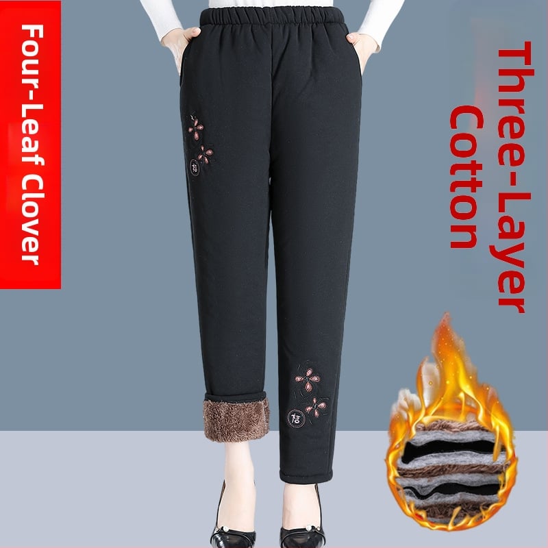 Pantaloni de toamnă pentru femei, poliester >95%, croială lejeră, țesătură groasă, lungime pantalon, toamnă 2024