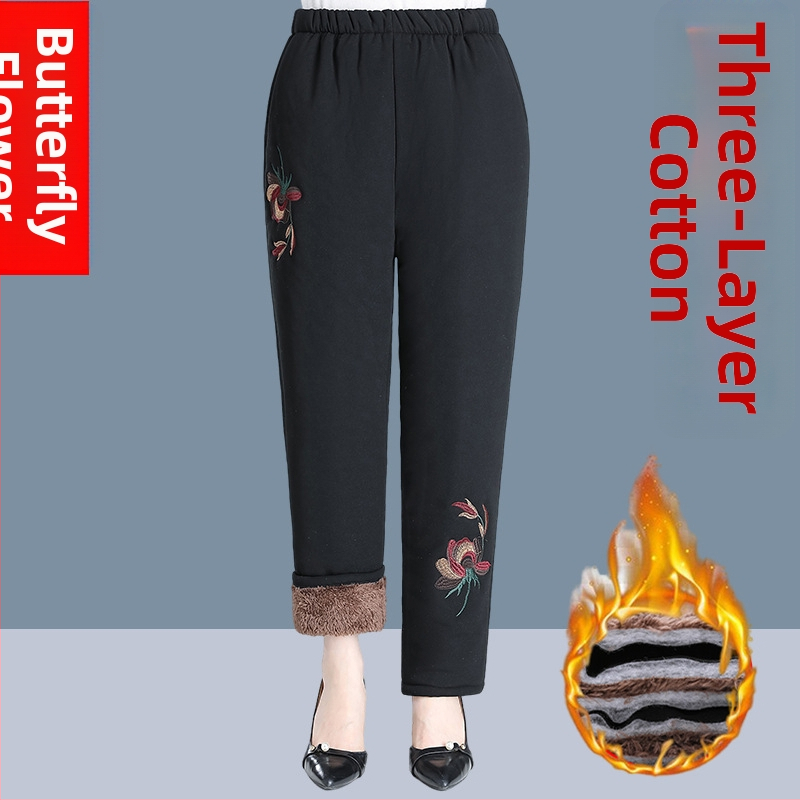 Pantaloni de toamnă pentru femei, poliester >95%, croială lejeră, țesătură groasă, lungime pantalon, toamnă 2024