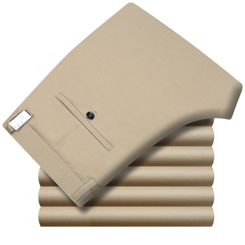 Muške poslovne casual hlače, visoki struk, elastan-pamučna mješavina, bez glačanja, ravni kroj