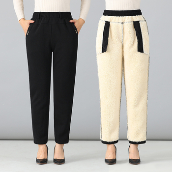 Pantaloni de iarnă pentru femei din poliester (>95%), croi lejer, groși, cu microelasticitate, spandex <30% (Iarna 2023, material: poliester >95%, spandex <30%, grosime: groasă, elasticitate: micro-elastic)