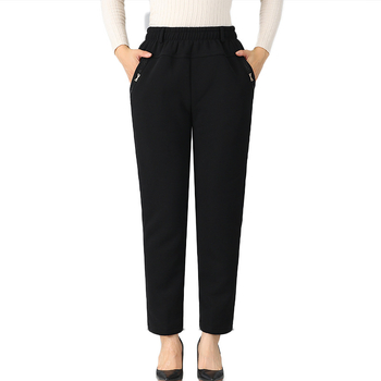 Pantaloni de iarnă pentru femei din poliester (>95%), croi lejer, groși, cu microelasticitate, spandex <30% (Iarna 2023, material: poliester >95%, spandex <30%, grosime: groasă, elasticitate: micro-elastic)