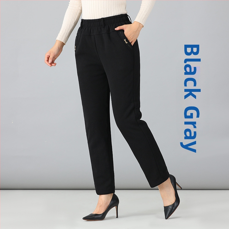 Pantaloni de iarnă pentru femei din poliester (>95%), croi lejer, groși, cu microelasticitate, spandex <30% (Iarna 2023, material: poliester >95%, spandex <30%, grosime: groasă, elasticitate: micro-elastic)