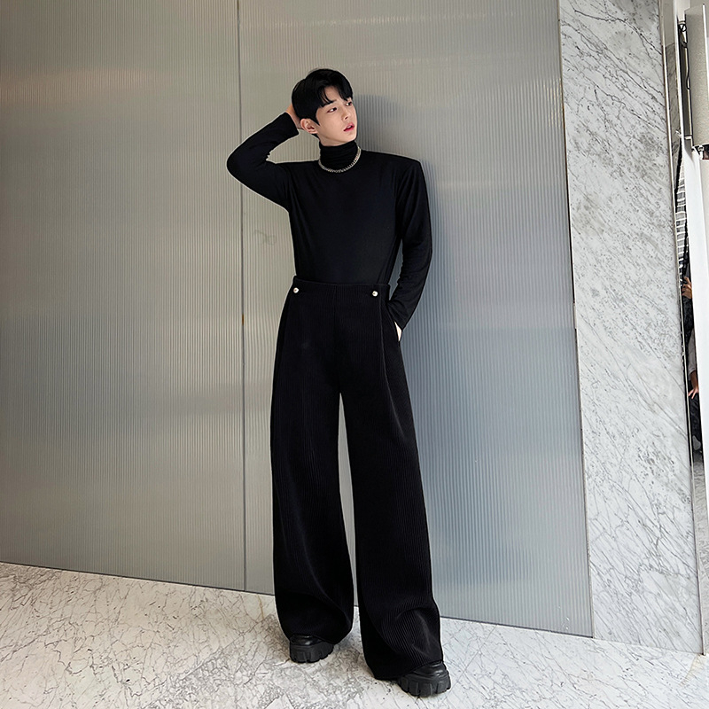 Férfiaknak casual széles lábú nadrág fleece béléssel, dupla deréktájon, négy évszakos Lycra anyagú, kód K0670-5110