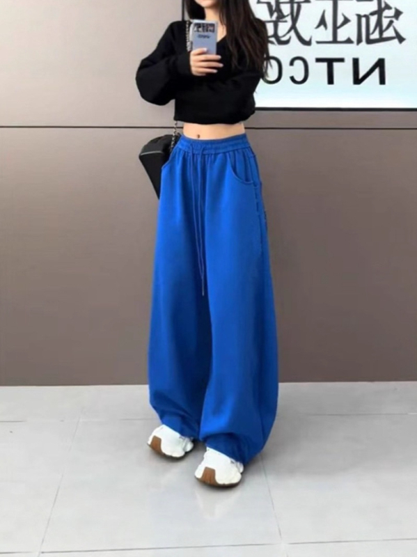 Női hip-hop street dance szabadidőnadrág, egyenes szabású, széles szárú, elastikus derék, poliészter-pamut-organikus pamut keverék, nyár 2025