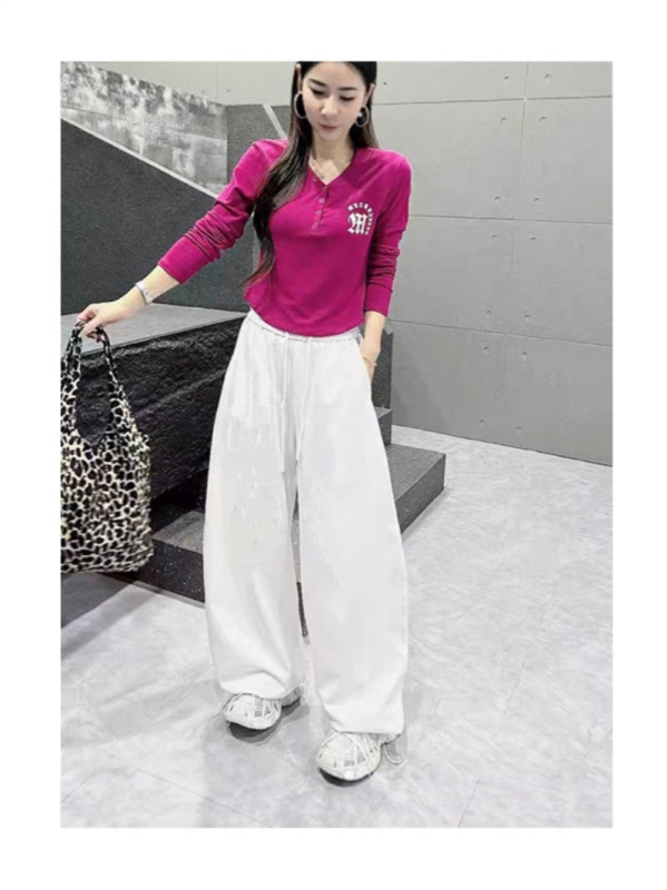 Női hip-hop street dance szabadidőnadrág, egyenes szabású, széles szárú, elastikus derék, poliészter-pamut-organikus pamut keverék, nyár 2025