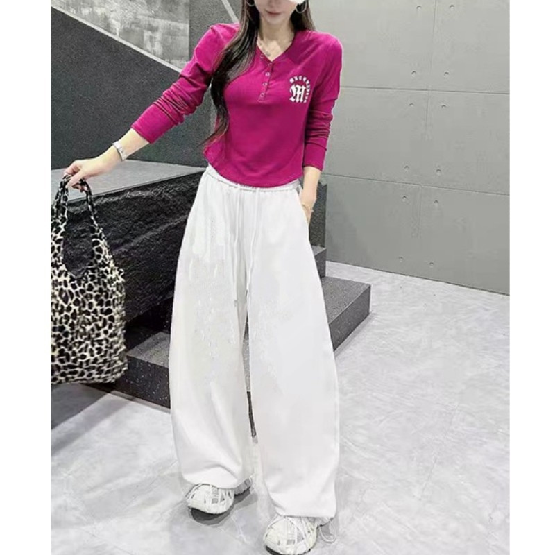 Női hip-hop street dance szabadidőnadrág, egyenes szabású, széles szárú, elastikus derék, poliészter-pamut-organikus pamut keverék, nyár 2025