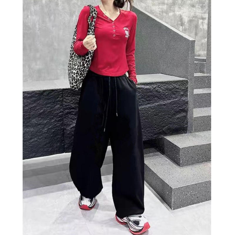 Női hip-hop street dance szabadidőnadrág, egyenes szabású, széles szárú, elastikus derék, poliészter-pamut-organikus pamut keverék, nyár 2025