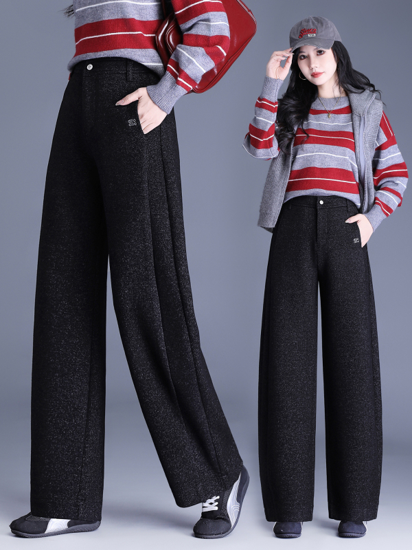 Γυναικείοι παντελόνες από μαλλί ανάμεικτο, scimitar σιλουέτα, υψηλή μέση, χειμερινές, αστικός κομψός καθημερινός παντελόνι