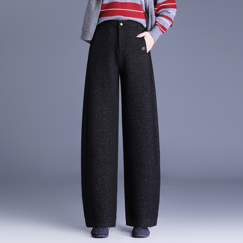 Γυναικείοι παντελόνες από μαλλί ανάμεικτο, scimitar σιλουέτα, υψηλή μέση, χειμερινές, αστικός κομψός καθημερινός παντελόνι