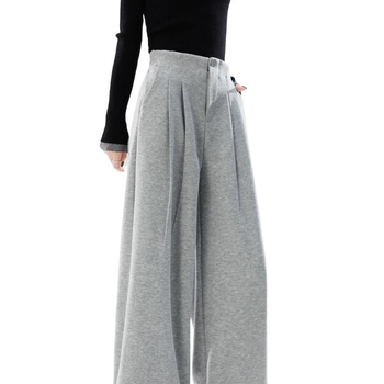 Női széles szárú casual nadrág, mikroelasztikus poliészter anyag, őszi 2025