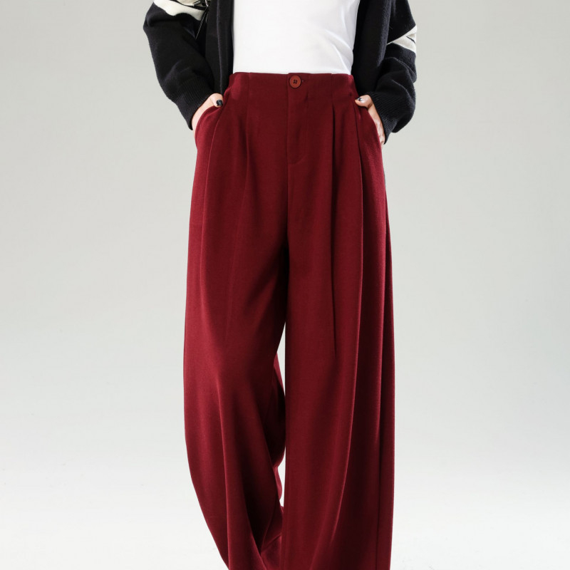 Női széles szárú casual nadrág, mikroelasztikus poliészter anyag, őszi 2025