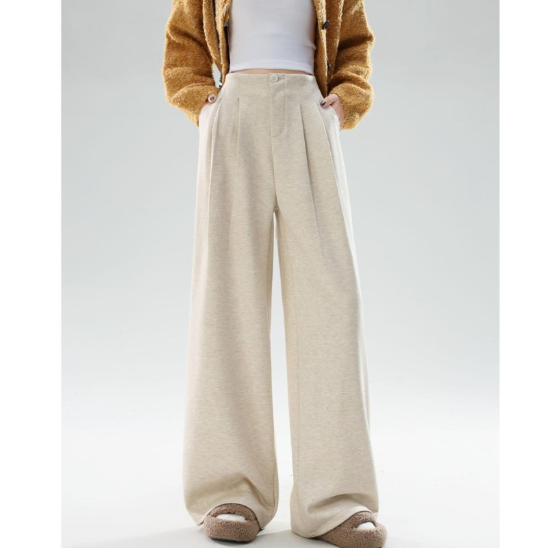 Női széles szárú casual nadrág, mikroelasztikus poliészter anyag, őszi 2025