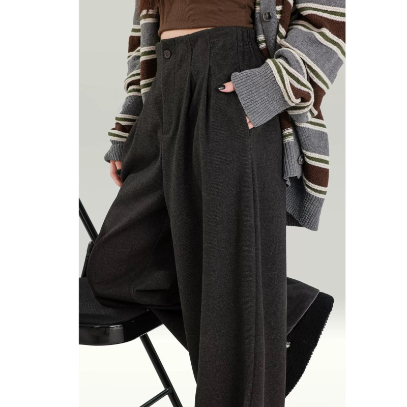 Női széles szárú casual nadrág, mikroelasztikus poliészter anyag, őszi 2025