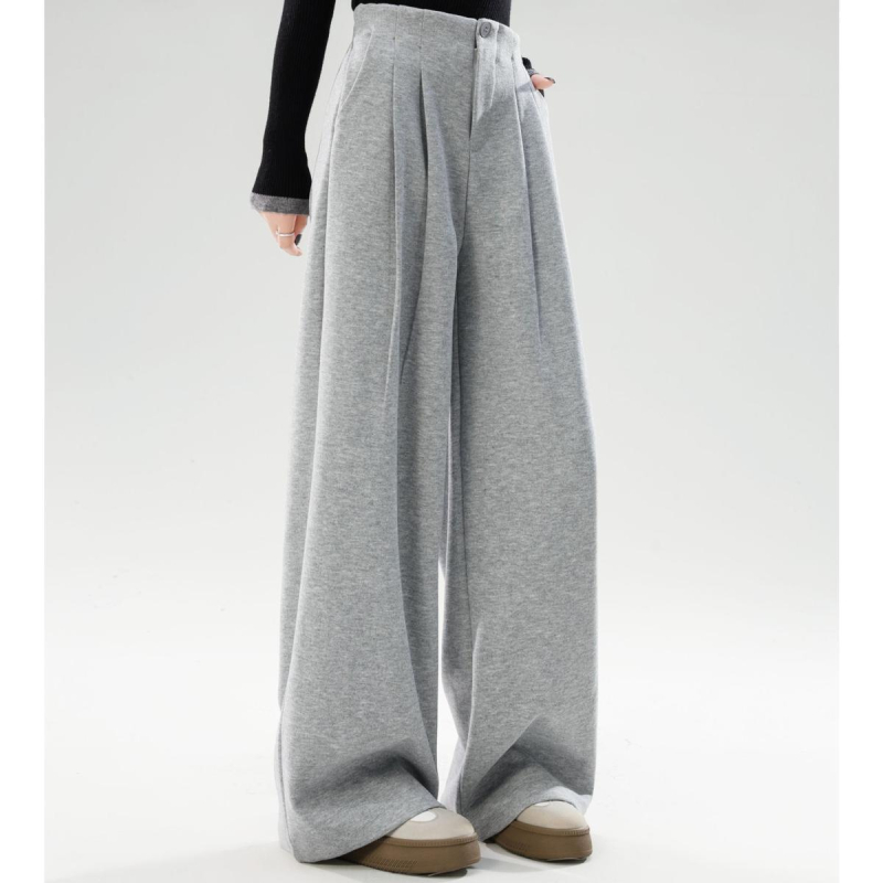 Női széles szárú casual nadrág, mikroelasztikus poliészter anyag, őszi 2025