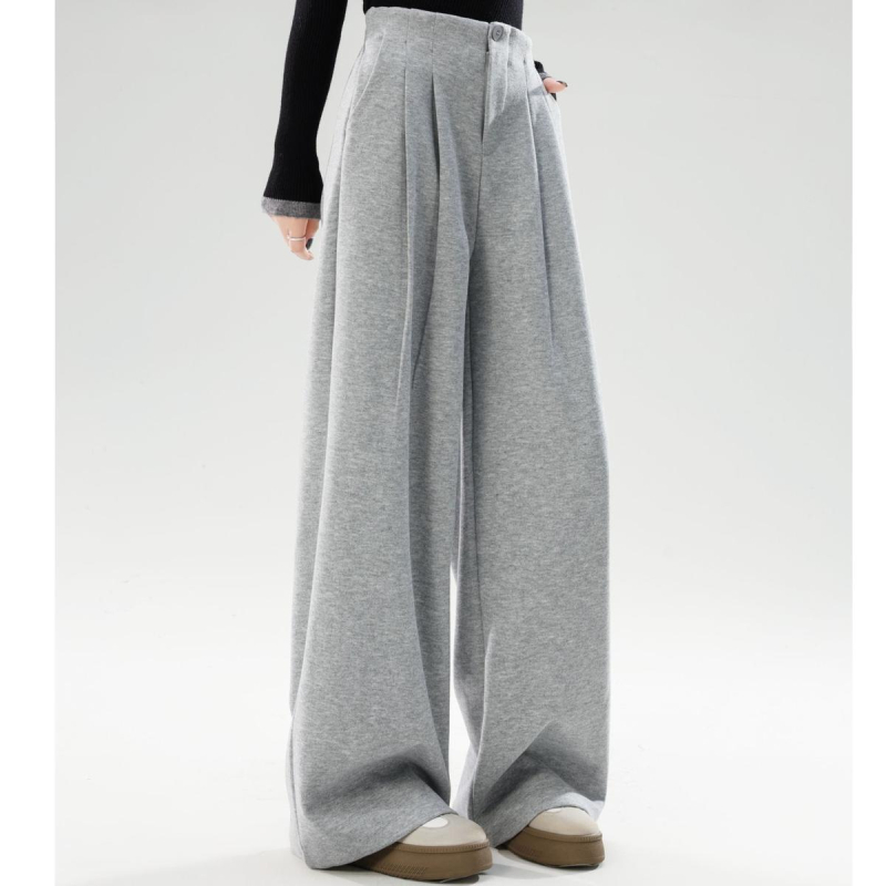 Női széles szárú casual nadrág, mikroelasztikus poliészter anyag, őszi 2025