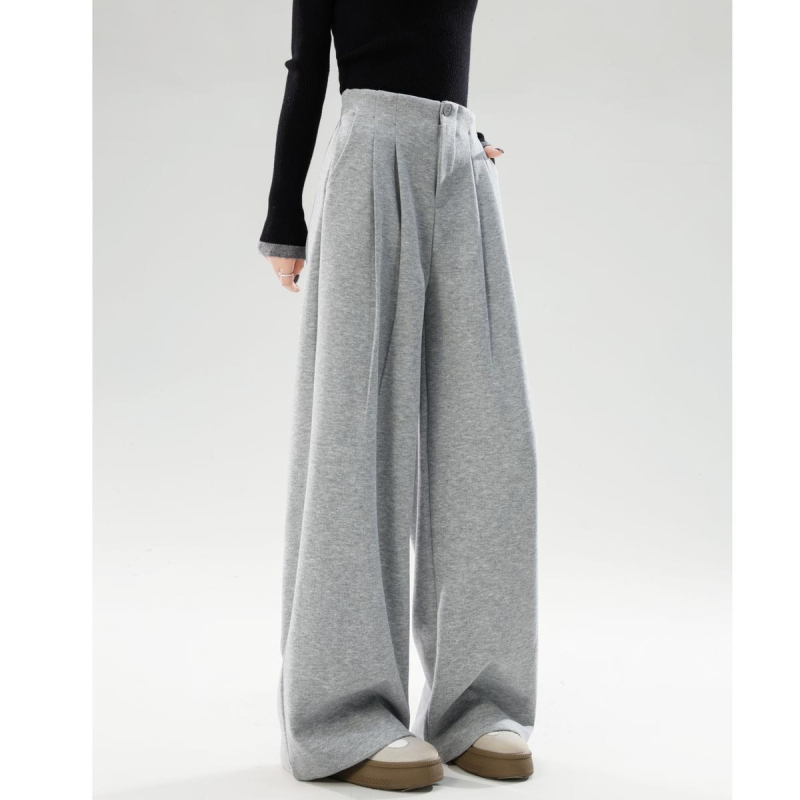 Női széles szárú casual nadrág, mikroelasztikus poliészter anyag, őszi 2025