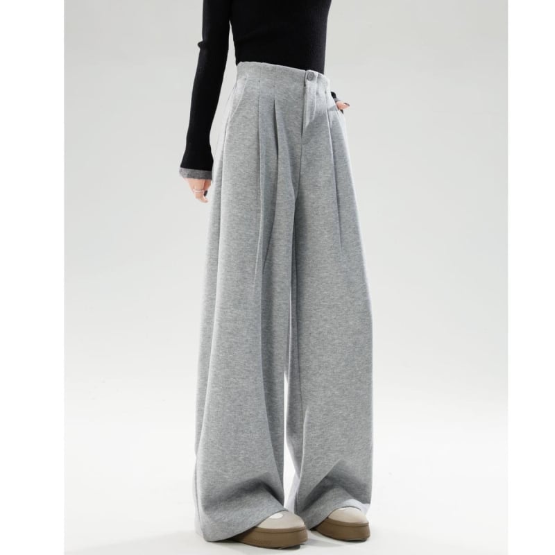 Női széles szárú casual nadrág, mikroelasztikus poliészter anyag, őszi 2025