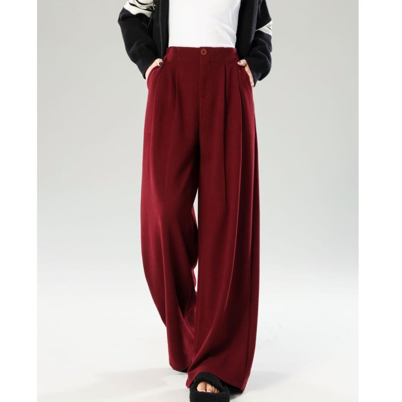 Női széles szárú casual nadrág, mikroelasztikus poliészter anyag, őszi 2025