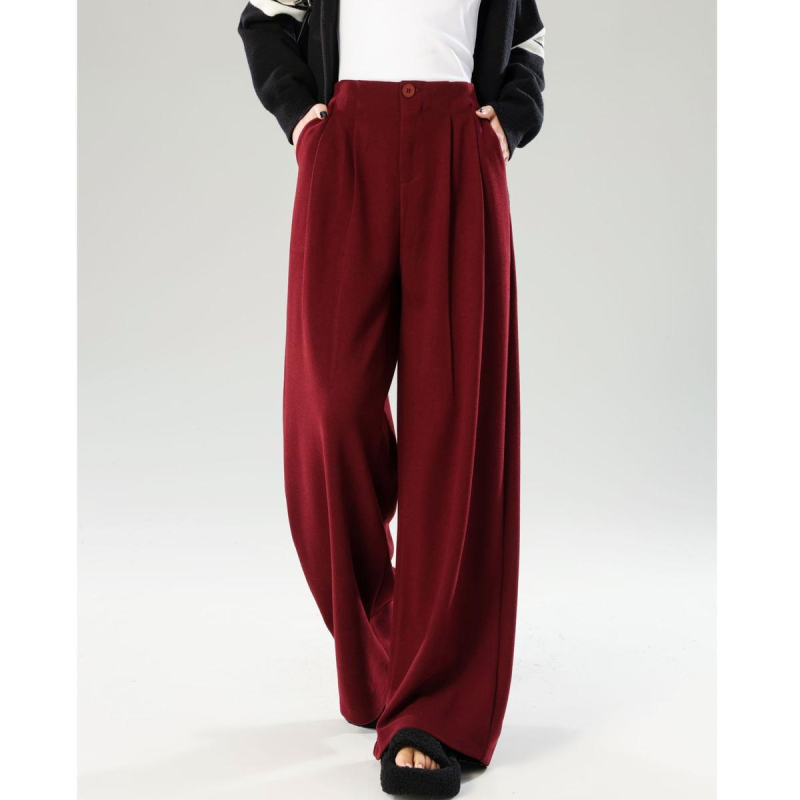 Női széles szárú casual nadrág, mikroelasztikus poliészter anyag, őszi 2025