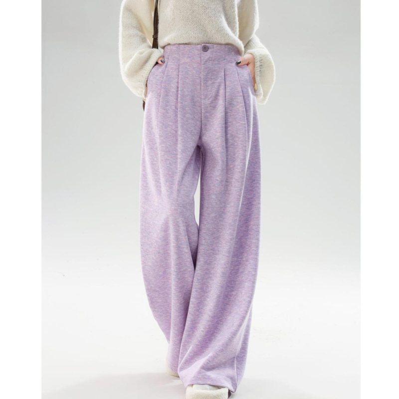 Női széles szárú casual nadrág, mikroelasztikus poliészter anyag, őszi 2025