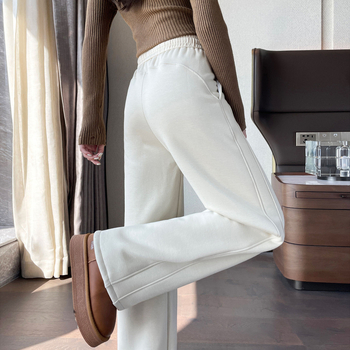 Dámske široké nohavice s flisovou podšívkou, vysoký pás, hrubé, rayon-spandex materiál