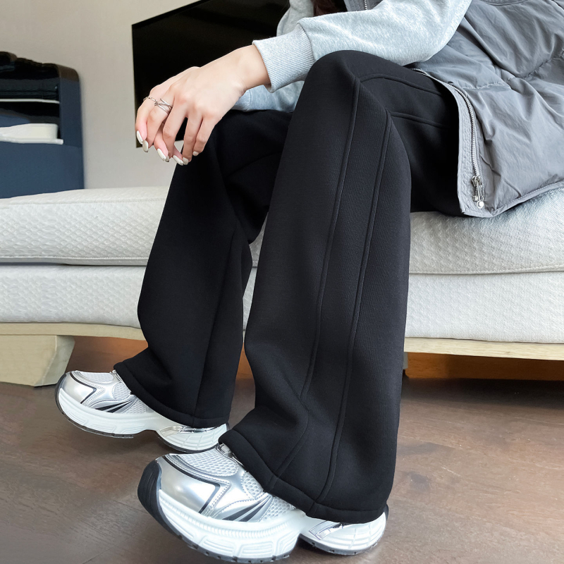 Dámske široké nohavice s flisovou podšívkou, vysoký pás, hrubé, rayon-spandex materiál