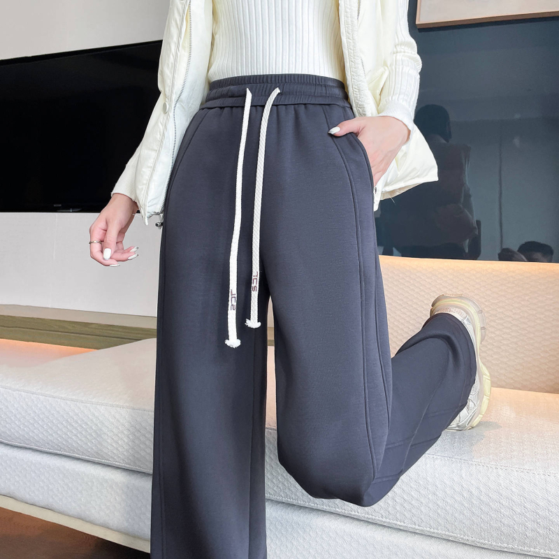 Dámske široké nohavice s flisovou podšívkou, vysoký pás, hrubé, rayon-spandex materiál