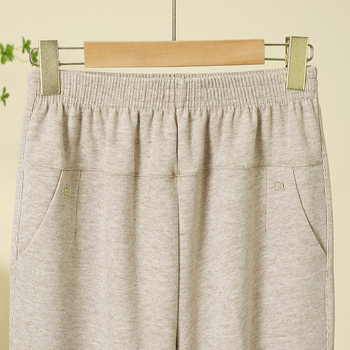 Moteriškos storos poliesterinės kelnės su šilumos pamušalu, laisvas kirpimas, devynių taškų ilgis, rudens 2025, kasdienio pagrindinio stiliaus