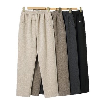 Moteriškos storos poliesterinės kelnės su šilumos pamušalu, laisvas kirpimas, devynių taškų ilgis, rudens 2025, kasdienio pagrindinio stiliaus