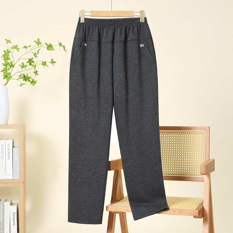Moteriškos storos poliesterinės kelnės su šilumos pamušalu, laisvas kirpimas, devynių taškų ilgis, rudens 2025, kasdienio pagrindinio stiliaus