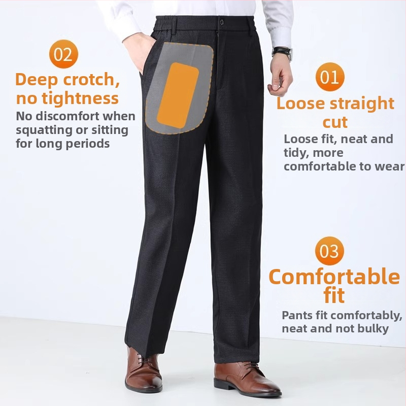 Férfi téli casual nadrág, egyenes szabású, magas derék, cipzáras, poliészter 60–70%