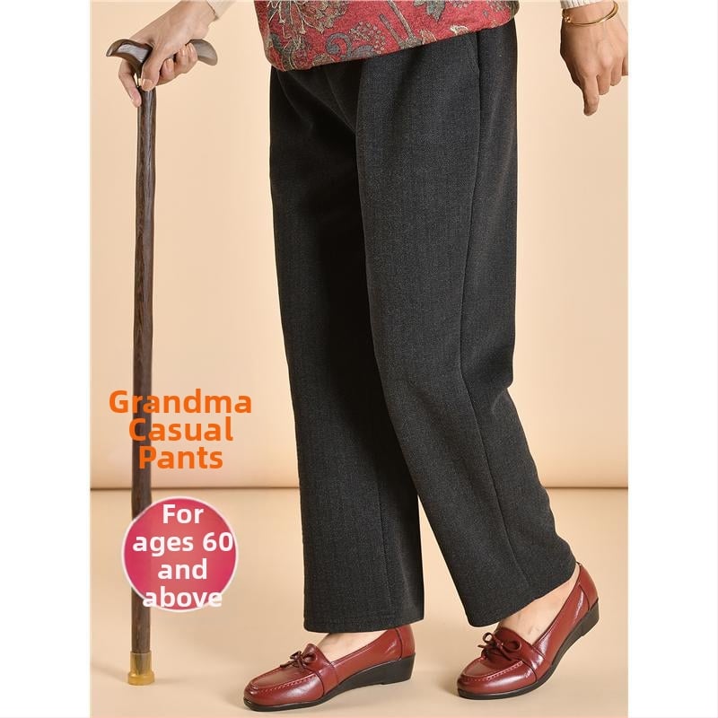 Pantaloni casual pentru femei în vârstă – croială conică, ultra-subțiri, poliester, peste 95% țesătură, stil stradal, fără călcare