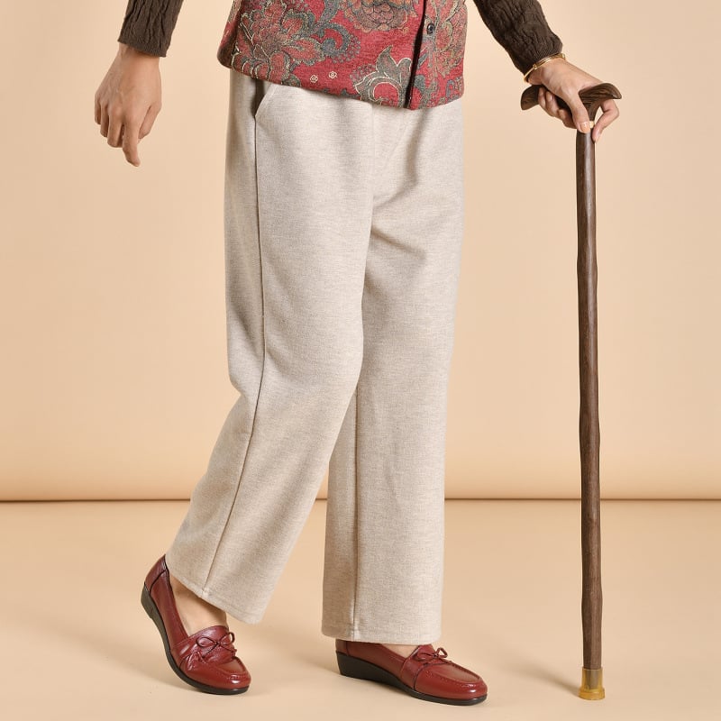 Pantaloni casual pentru femei în vârstă – croială conică, ultra-subțiri, poliester, peste 95% țesătură, stil stradal, fără călcare