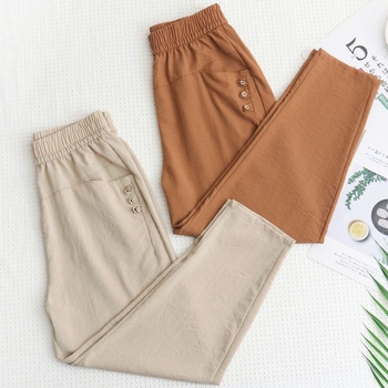 Pantaloni casual femei, drepți, lungime 9/10, țesătură țesută, 90–95% lână, cu buzunare