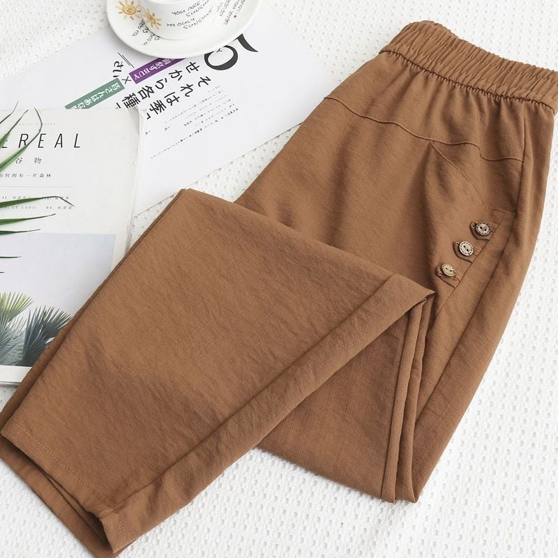 Pantaloni casual femei, drepți, lungime 9/10, țesătură țesută, 90–95% lână, cu buzunare