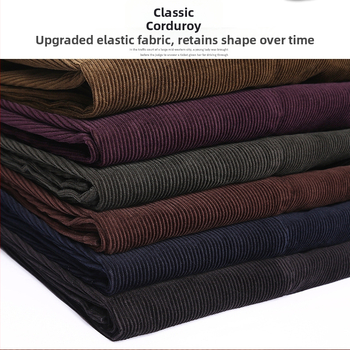 Corduroy топли мъжки панталони за зима, права кройка, средно висока талия, цип за закопчаване, множество джобове, микроеластичност, подплатени с флис, 100% полиестер Corduroy