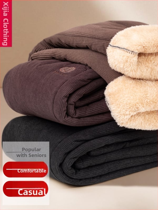 Pantaloni de iarnă pentru femei, croială lejeră din poliester, groși și calzi cu broderie, stil casual/basic, iarnă 2025