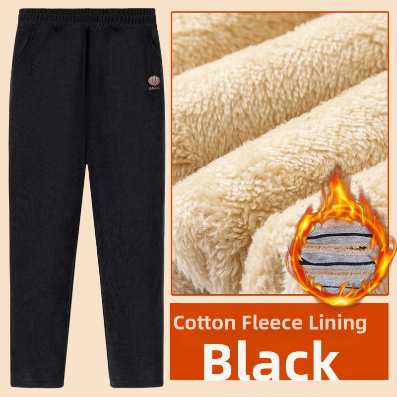 Pantaloni de iarnă pentru femei, croială lejeră din poliester, groși și calzi cu broderie, stil casual/basic, iarnă 2025