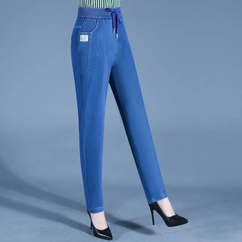 Дамски кежуал хемар панталони, висока талия, къс крак, еластична талия, тъкан плат (High-Waisted, Cropped, Elastic Waist, Woven Fabric)