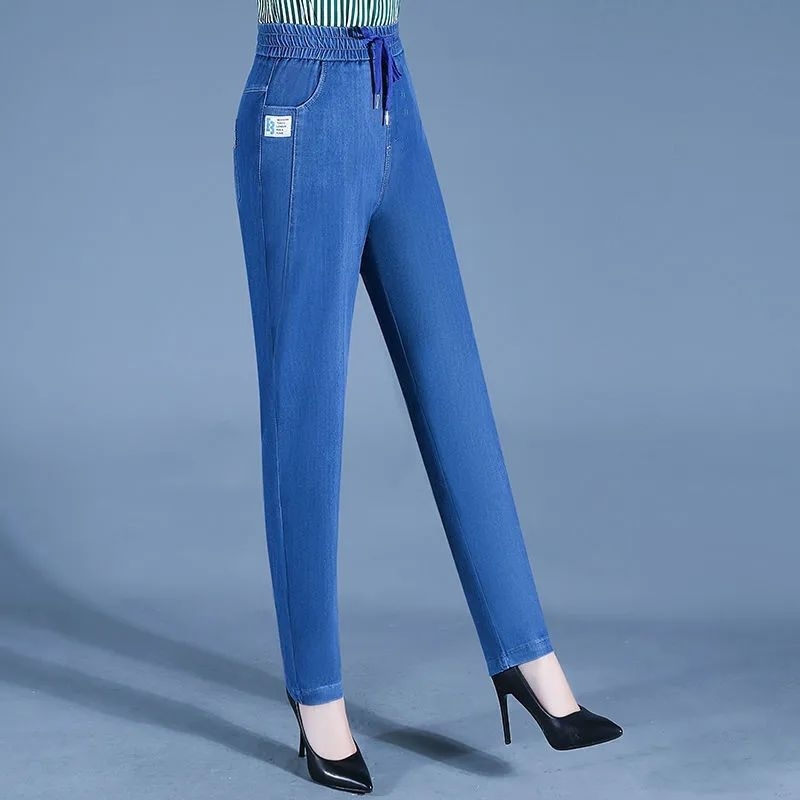 Дамски кежуал хемар панталони, висока талия, къс крак, еластична талия, тъкан плат (High-Waisted, Cropped, Elastic Waist, Woven Fabric)