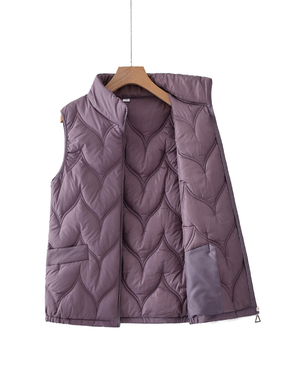 Zimska vesta za starije žene, punjenje od perje-bavla, materijal poliester (>95%), duljina 50–65 cm, bez ovratnika, bez glačanja