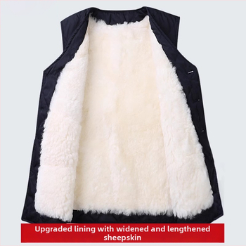 Férfi gyapjú mellény poliészter béléssel, V-nyak, vastag kialakítás, téli 2025