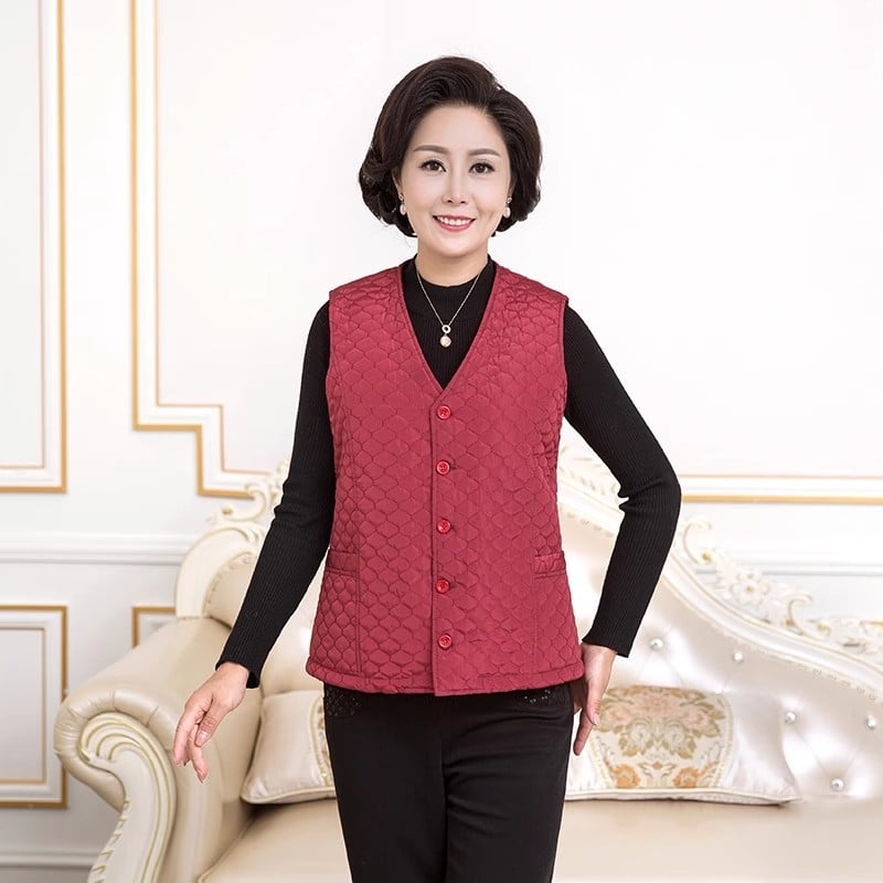 Férfi gyapjú mellény poliészter béléssel, V-nyak, vastag kialakítás, téli 2025