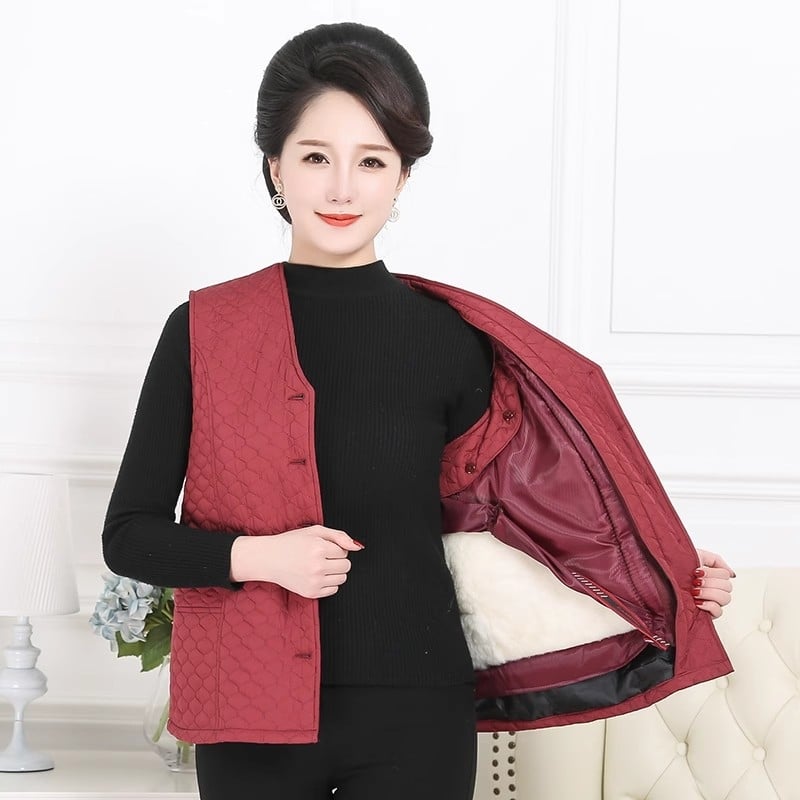 Férfi gyapjú mellény poliészter béléssel, V-nyak, vastag kialakítás, téli 2025