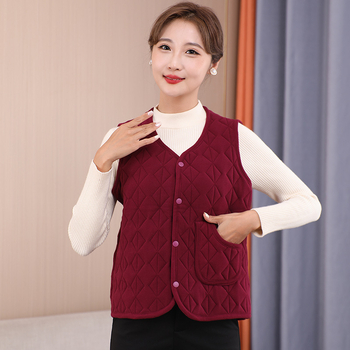 Női V-nyakú mellény, etnikus stílus, rombusz minta, 80–90% poliészter, poliészter rost, 2025 tavasz