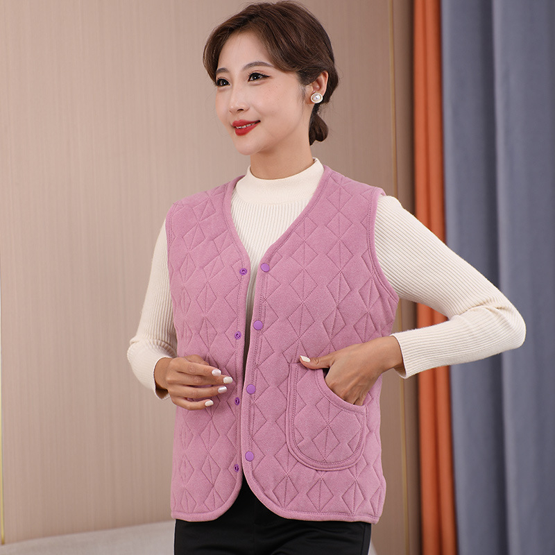 Női V-nyakú mellény, etnikus stílus, rombusz minta, 80–90% poliészter, poliészter rost, 2025 tavasz