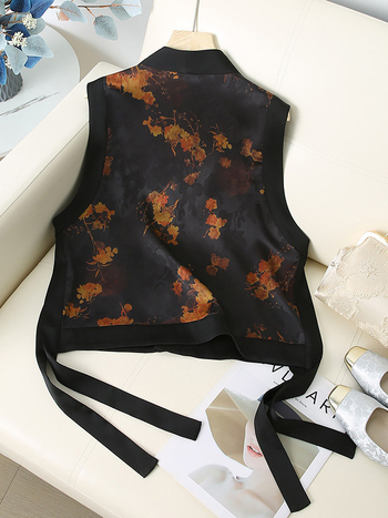 Vesta stil chinezesc pentru femei, poliester, lungime 50–65 cm, conținut principal de țesătură 80–90%